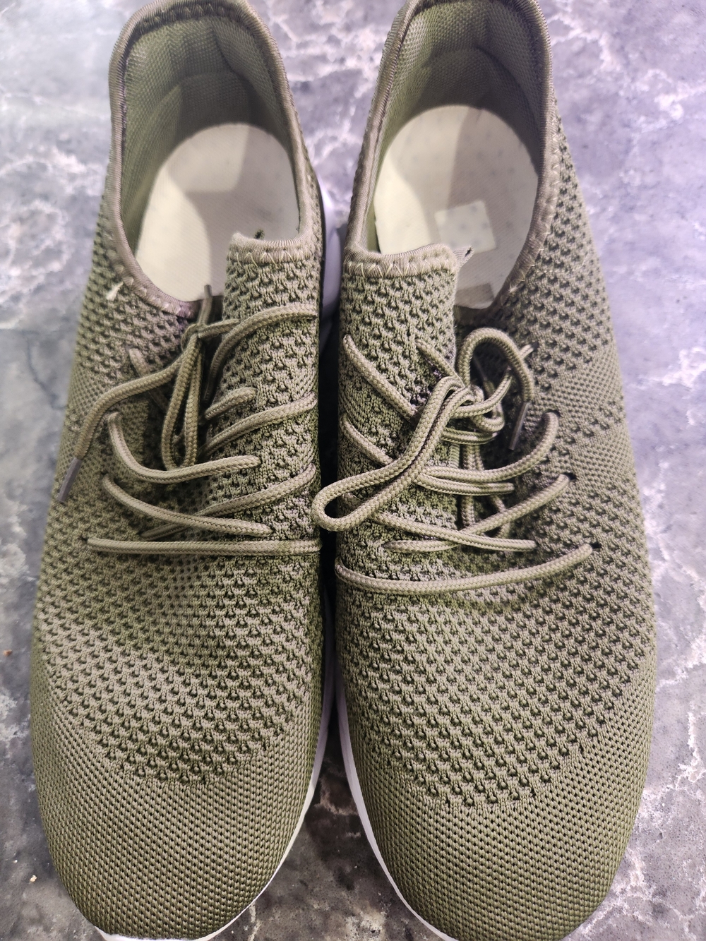 SHEIN Olive Green Knit Lace-Up Athletic Sneakers